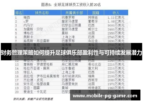 财务管理策略如何提升足球俱乐部盈利性与可持续发展潜力